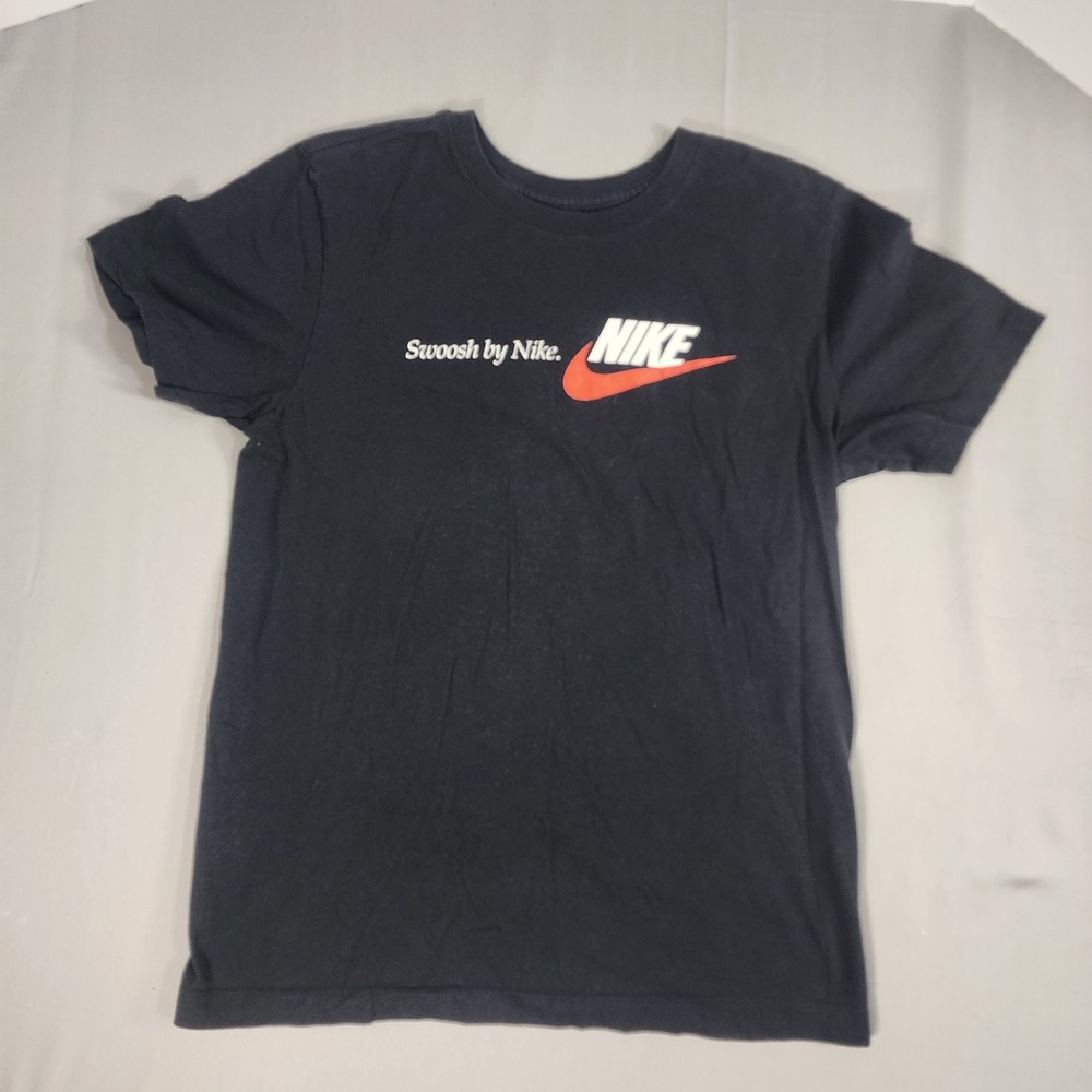 Nike Graphic T-Shirt Mens Small Black Excellent Swoosh by Nike Logo Tee